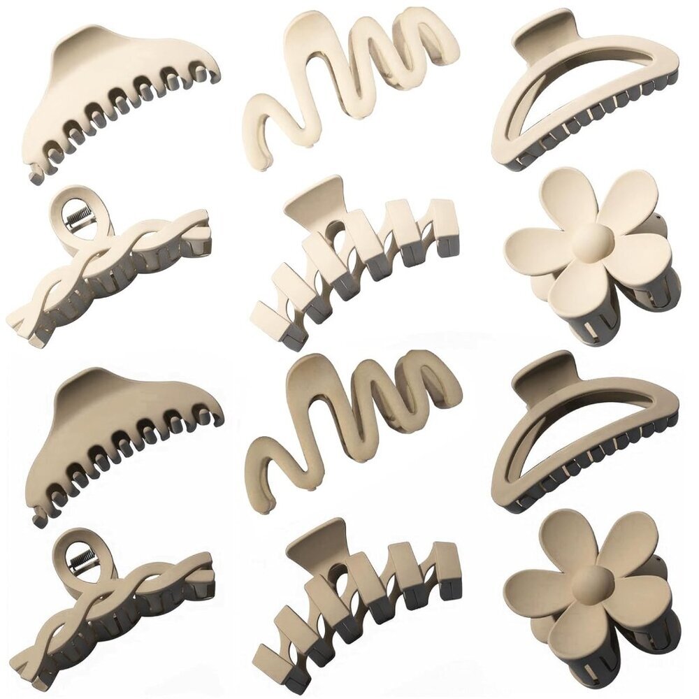 12 Pcs Hair Clips Set Multi-Shapes Large Jaw Non-Slip Claw Accessories